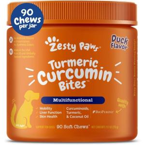 imageZesty Paws Turmeric Curcumin for Dogs  for Hip ampamp Joint Mobility Supports Canine Digestive Cardiovascular ampamp Liver Health  Coconut Oil for Skin Health with 95 Curcuminoids  BioPerine Duck 90 CountDuck
