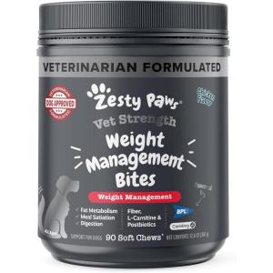 imageZesty Paws Weight Management Bites for Dogs  Veterinarian Formulated  Metabolism ampamp Appetite Control  LCarnitine Fiber Postbiotics ampamp B Vitamins  Healthy Weight Dog Supplement  90 Count90 Count