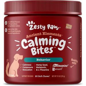 imageZesty Paws Calming Chews for Dogs  Composure ampamp Relaxation for Everyday Stress ampamp Separation  for Fireworks Storms ampamp Travel  AE  Bison  90 Count