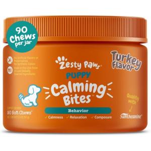 imageZesty Paws Calming Chews for Dogs Composure ampamp Relaxation for Everyday Stress ampamp Separation Turkey Puppy 90 Count
