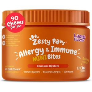 imageZesty Paws Dog Allergy Relief Dog Itching Skin Relief Dog Probiotics for Itchy Skin and Itchy Ears Dog Allergy Paw Relief Dog Allergy Chews Dog Itch Relief  Dog Skin Allergy Relief  Lamb  90ctLamb  Mini