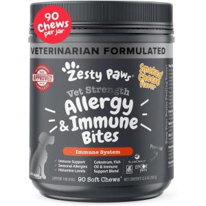 imageZesty Paws Dog Allergy Relief Dog Itching Skin Relief Dog Probiotics for Itchy Skin and Itchy Ears Dog Allergy Paw Relief Dog Allergy Chews Dog Itch Relief  Dog Skin Allergy Relief  Lamb  90ctSmoked Cheese