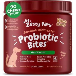 imageZesty Paws Probiotics for Dogs  Digestive Enzymes for Gut Flora Digestive Health Diarrhea ampamp Bowel Support  Clinically Studied DE111  Dog Supplement Soft Chew for Pet Immune System  PumpkinBison