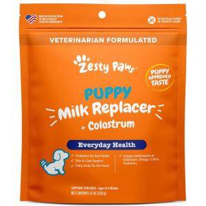 imageZesty Paws Puppy Milk Replacer  Colostrum  Milk Replacement Supplement Powder for Puppies ampamp Senior Dogs  Omega 3 DHA Prebiotics ampamp Probiotics for Dogs  for Skin Coat Heart ampamp Gut Health  12 oz12 Ounce Pack of 1