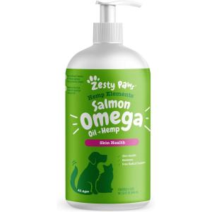 imageZesty Paws Salmon Omega Oil Hemp for Dogs and Cats with Wild Alaskan Salmon Oil Omega 3 and 6 Fatty Acids with EPA DHA for Pets Supports Normal Skin Moisture and Immune System Function 16oz32 Fl Oz