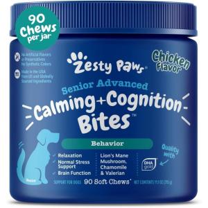imageZesty Paws Senior Advanced Calming ampamp Cognition Soft Chews for Dogs  Supplements for Dog Brain Health ampamp Nervous System Support  Calming ampamp Relaxation with Ashwagandha DHA ampamp Melatonin