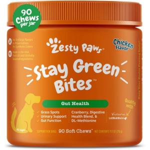 imageZesty Paws Stay Green Bites for Dogs  Grass Burn Soft Chews for Lawn Spots Caused by Dog Urine  with Cranberry for Urinary Tract ampamp Bladder  Beef  90 CountChicken