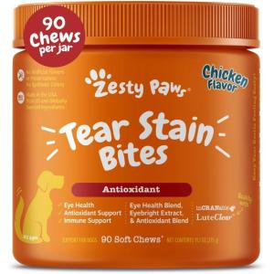 imageZesty Paws Tear Stain Support Soft Chews for Dogs  for Eye Moisture  Vision ampamp Immune Support  Functional Supplements with Fish Oil Lutein Cranberry ampamp Vitamin C  Chicken Flavor  90 ct