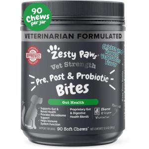 imageZesty Paws Vet Strength Probiotics for Dogs Digestive Health ampamp Gut Flora Support Dog Supplements 90 Count