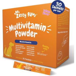 imageZesty Paws 10in1 Multivitamin Powder for Dogs  Gut Immune Joint Skin ampamp Coat Support and More  Dog Food Toppers with Vitamins Omega 3 Fish Oil ampamp Premium VitaFiber IMO  Salmon Flavor  30 CtSalmon