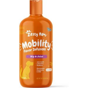 imageZesty Paws Mobility Flavor Infusions for Dogs  Hip ampamp Joint Support with Glucosamine Chondroitin ampamp MSM  Support for HIPS ampamp Joints  Cartilage Health  Chicken Flavor  16 fl oz