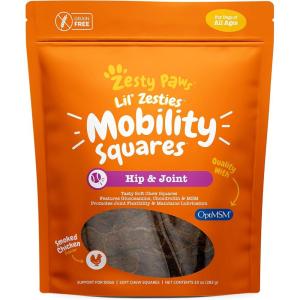 imageZesty Paws Mobility Squares  Hip and Joint Flavored Soft Chew for Dogs with Glucosamine Chondroitin ampamp MSM Dog Mobility Supplement for HIPS ampamp Joints Cartilage Support Plus Green Lipped Mussel 10 oz
